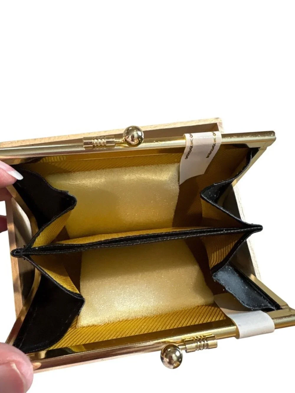 Japanese Heian Design Small Silk Kisslock Clutch Purse With Wooden Box